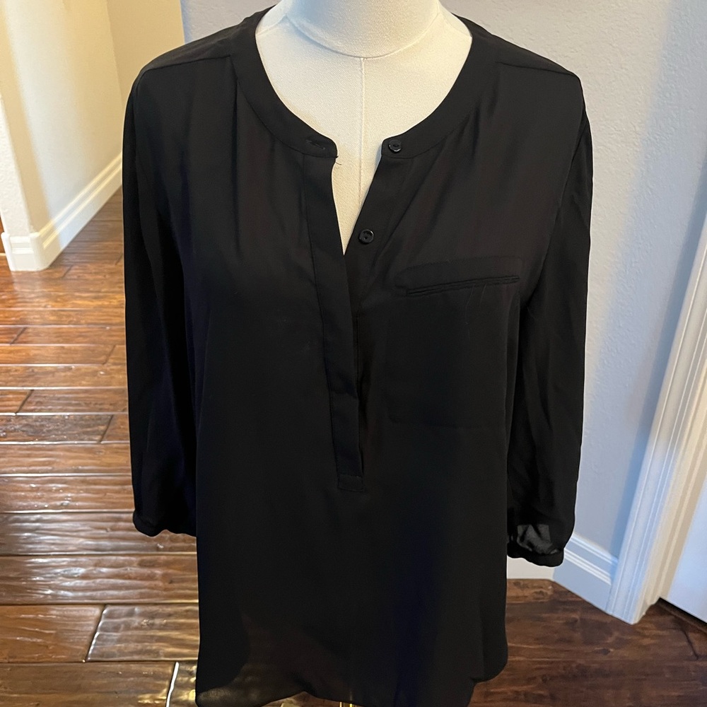 NYDJ Black Button-Front Blouse